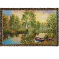 картина "лодка у берега" 60*100 см, банный эксперт