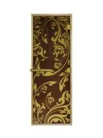 дверь "золотая венеция" luxury (бронза) 190х70, 8 мм, 3 петли, коробка ольха. банный эксперт