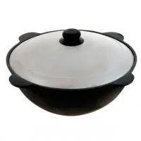 казан чугунный узбекский 12л круглое дно с крышкой