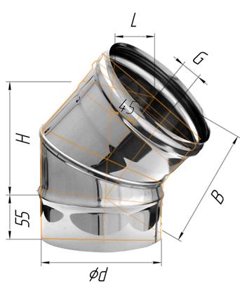 колено феррум угол 135° нержавеющее (430/0,5 мм) ф135 #